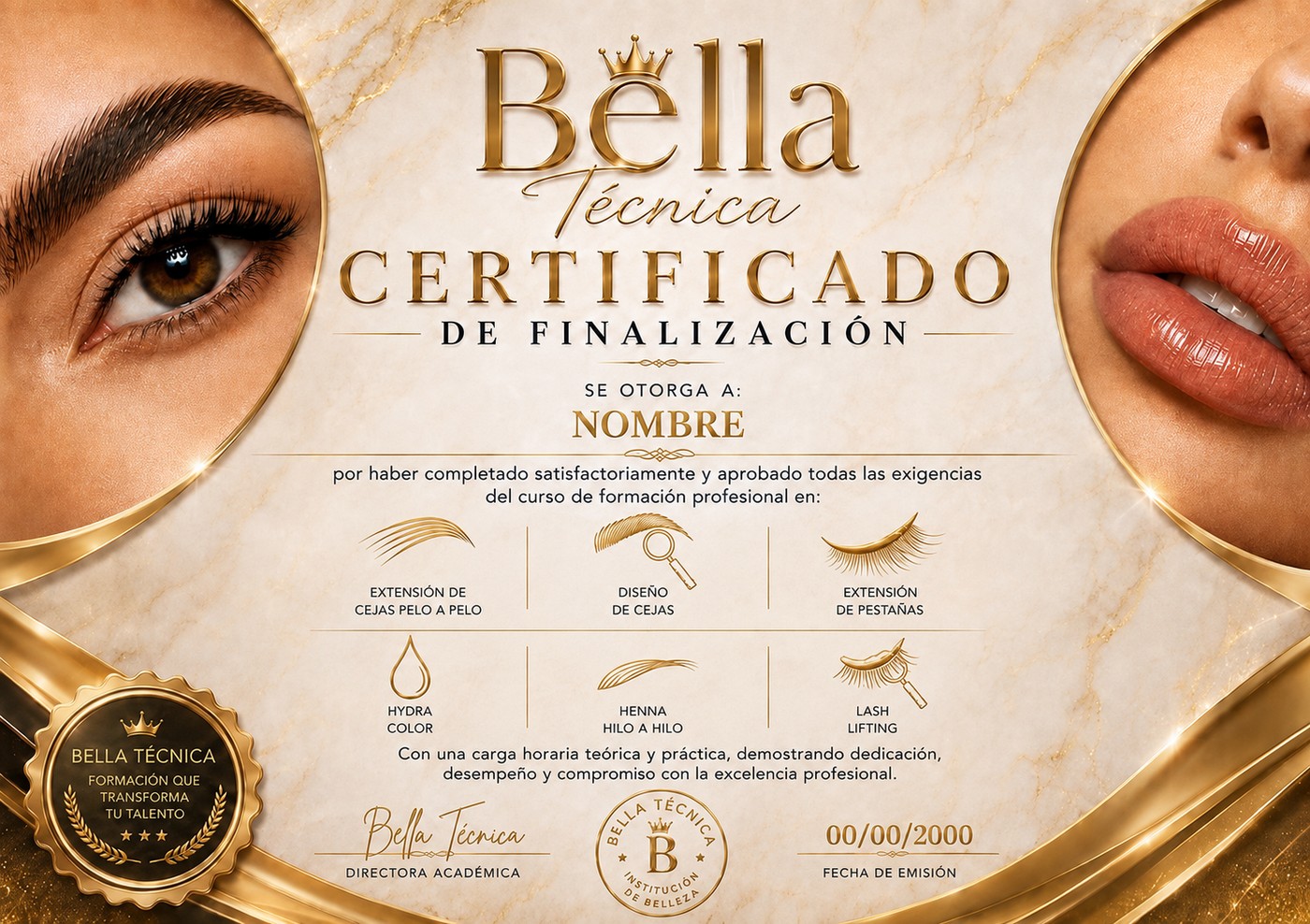 Certificado de finalización Bella Técnica